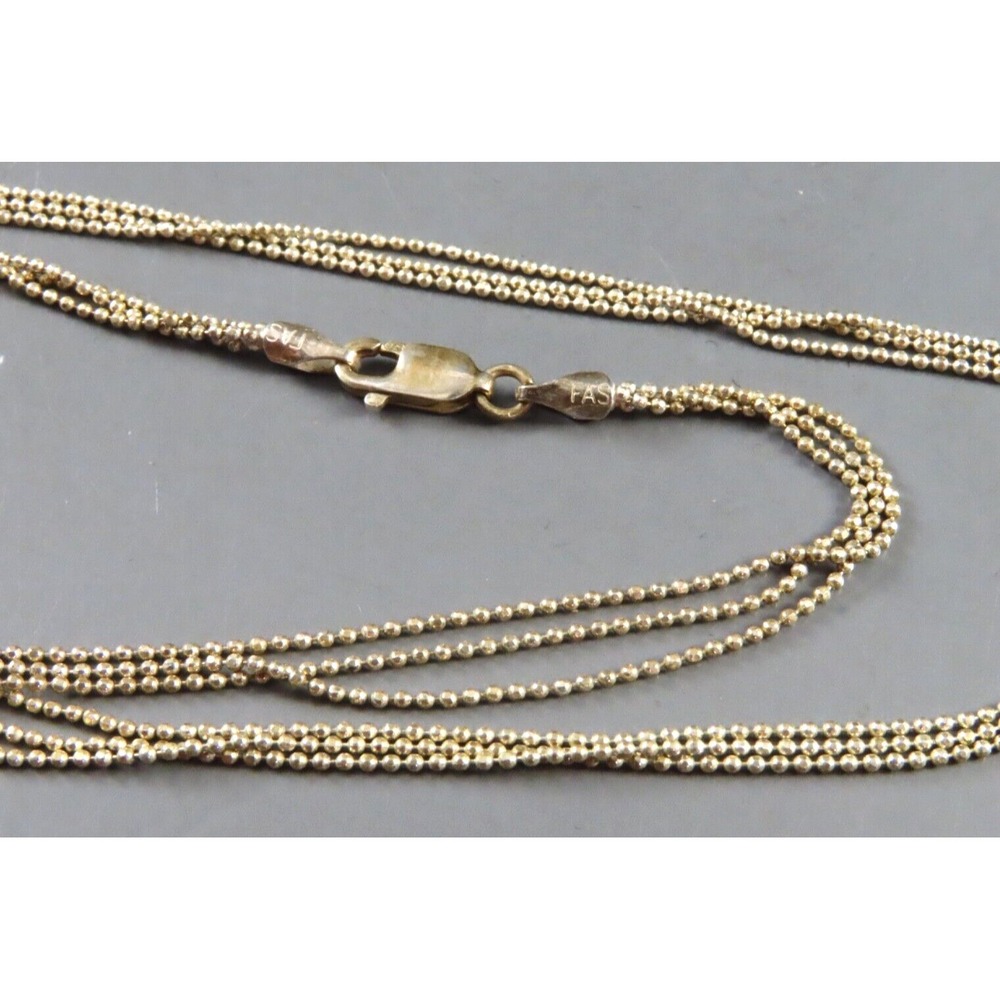 FAS STERLING SILVER Three Strand BEAD CHAIN NECKLACE Super Versatile 18" LONG